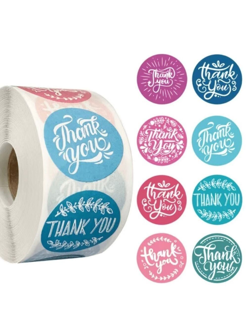 500 Roll Thank You Sticker 1 inch